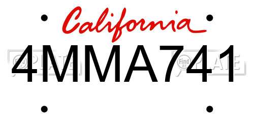 4MMA741 California License Plate