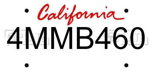 4MMB460 California License Plate
