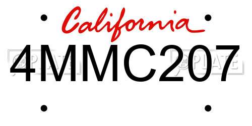 4MMC207 California License Plate