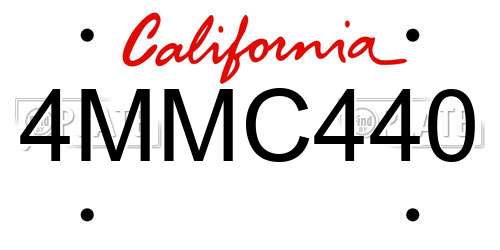 4MMC440 California License Plate