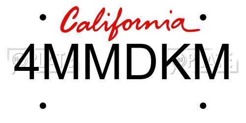 4MMDKM California License Plate
