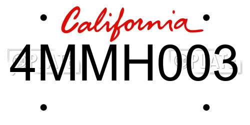 4MMH003 California License Plate