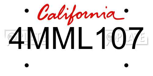 4MML107 California License Plate
