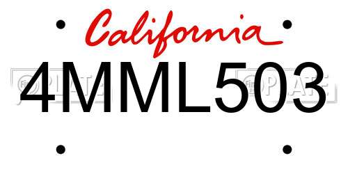4MML503 California License Plate