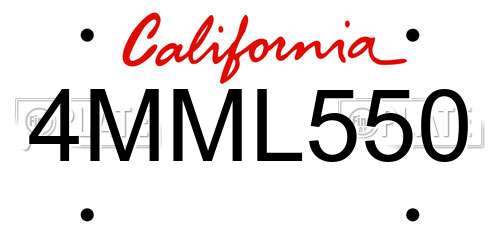 4MML550 California License Plate