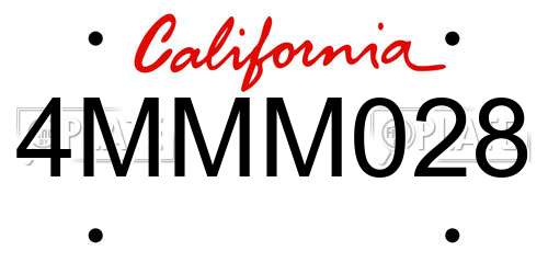 4MMM028 California License Plate