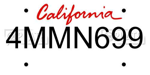 4MMN699 California License Plate