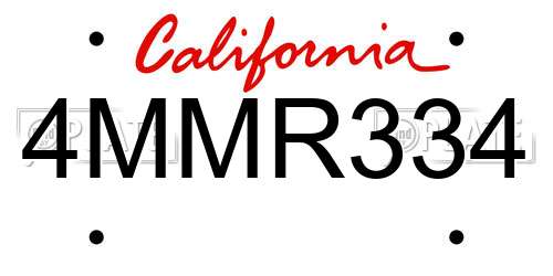 4MMR334 California License Plate