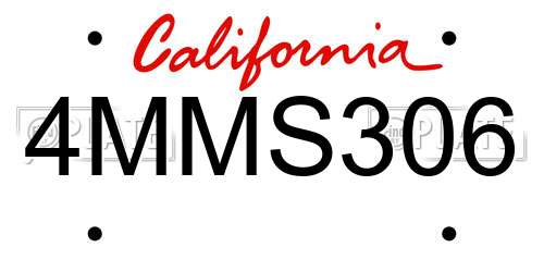 4MMS306 California License Plate