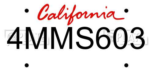 4MMS603 California License Plate