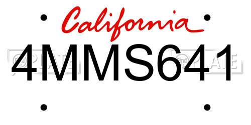 4MMS641 California License Plate