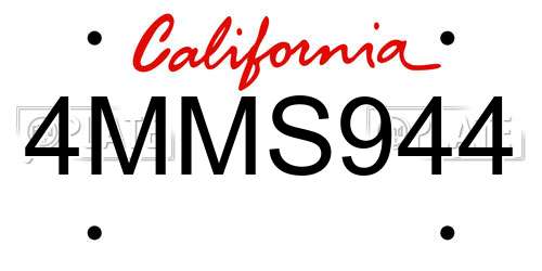 4MMS944 California License Plate