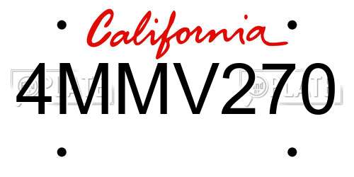 4MMV270 California License Plate