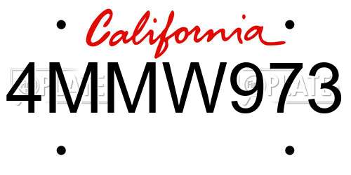 4MMW973 California License Plate