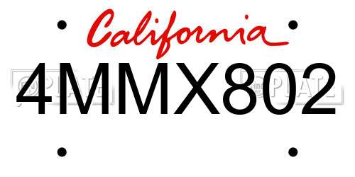 4MMX802 California License Plate