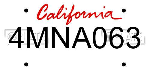 4MNA063 California License Plate
