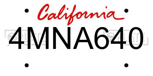 4MNA640 California License Plate