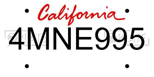 4MNE995 California License Plate