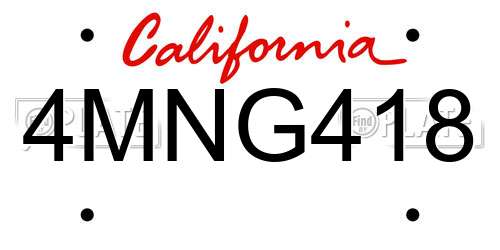 4MNG418 California License Plate