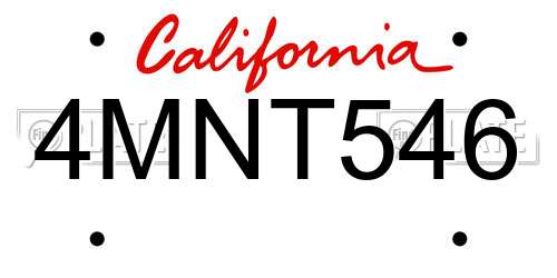 4MNT546 California License Plate