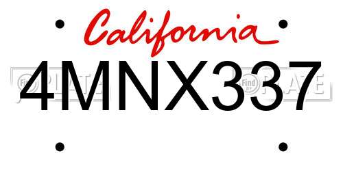 4MNX337 California License Plate