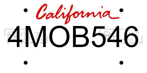 4MOB546 California License Plate