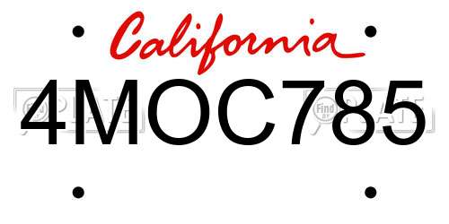 4MOC785 California License Plate