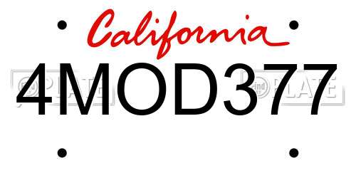 4MOD377 California License Plate