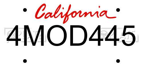 4MOD445 California License Plate