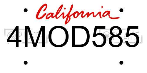 4MOD585 California License Plate