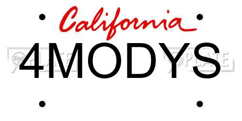 4MODYS California License Plate