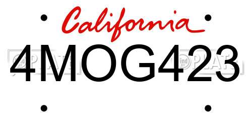 4MOG423 California License Plate