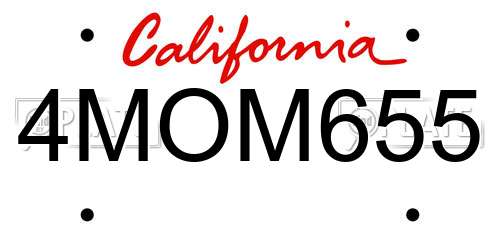 4MOM655 California License Plate