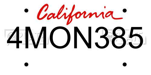 4MON385 California License Plate