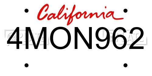 4MON962 California License Plate