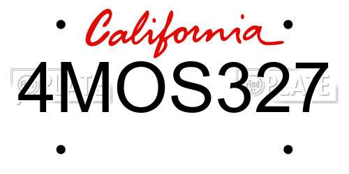 4MOS327 California License Plate
