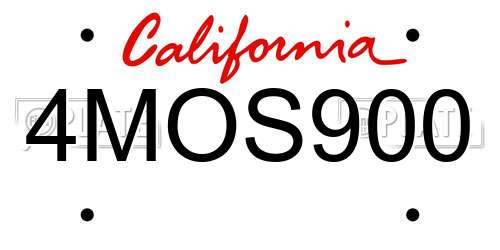 4MOS900 California License Plate