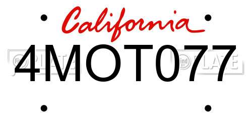 4MOT077 California License Plate