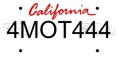 4MOT444 California License Plate