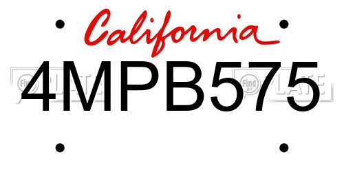 4MPB575 California License Plate