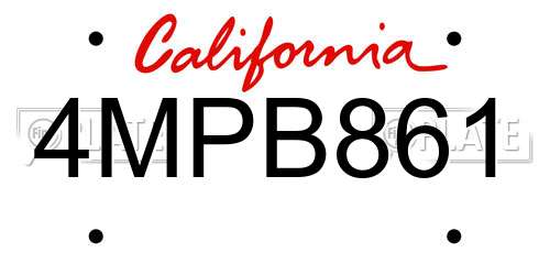 4MPB861 California License Plate