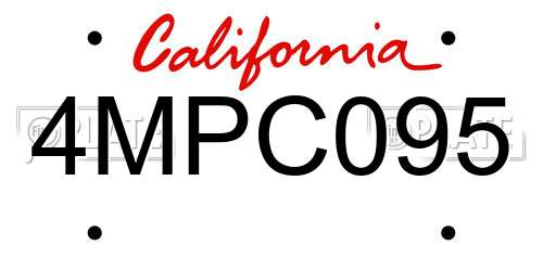 4MPC095 California License Plate