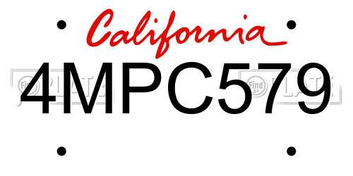 4MPC579 California License Plate