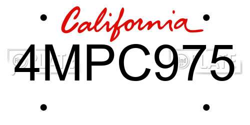 4MPC975 California License Plate