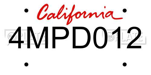 4MPD012 California License Plate