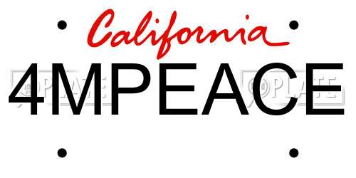 4MPEACE California License Plate