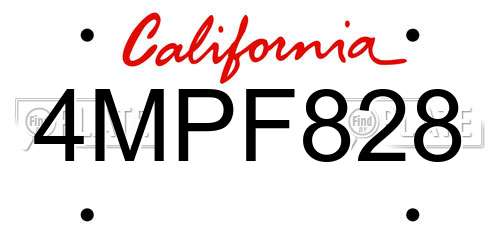 4MPF828 California License Plate