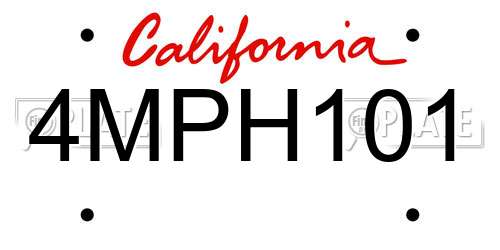 4MPH101 California License Plate