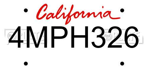 4MPH326 California License Plate