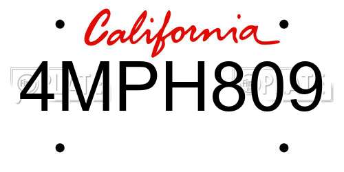 4MPH809 California License Plate